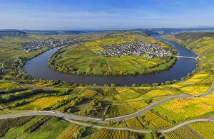 Aerial view on Mosel horseshoe bend at Trittenheim, Mosel valley, Rhineland-Palatinate Aerial view on Mosel horseshoe bend at Trittenheim, Mosel valley, Rhineland-Palatinate