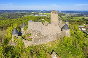 Aerial view at the Nurburg, Eifel, Rhineland-Palatinate, Germany Aerial view at the Nurburg, Eifel, Rhineland-Palatinate, Germany
