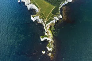 Aerial view of Old Harry Rocks, Jurassic coast, Swanage, Isle of Purbeck, Dorset, England Aerial view of Old Harry Rocks, Jurassic coast, Swanage, Isle of Purbeck, Dorset, England