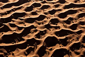 Aerial view over sand dunes, Namib Desert, Namibia Aerial view over sand dunes, Namib Desert, Namibia