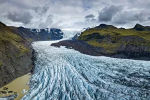 Iceland Collection: Aerial view of Svinafellsjokull glacier, Vatnajokull, Vatnajokull National Park