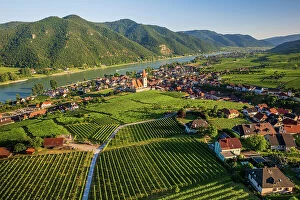 Austria Collection: Aerial view of Weissenkirchen in der Wachau, Lower Austria, Austria