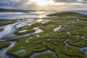 Ireland Collection: Aerial view of the wetlands of Mulranny, Achill Island, County Mayo, Connacht province