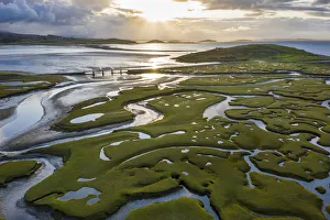 Aerial view of the wetlands of Mulranny, Achill Island, County Mayo, Connacht province Aerial view of the wetlands of Mulranny, Achill Island, County Mayo, Connacht province