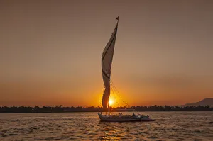 Africa, Middle East, Egypt, Luxor, sunset on Nile river Africa, Middle East, Egypt, Luxor, sunset on Nile river