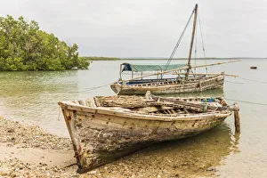 Africa, Tanzania, Kilwa Kisiwani, typical fishing boat Africa, Tanzania, Kilwa Kisiwani, typical fishing boat