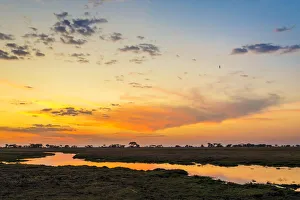 Africa, Zambia. Sunset in the Kafue national park Africa, Zambia. Sunset in the Kafue national park