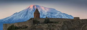 Prints of Armenia, Yerevan, Ararat plain, Khor Virap Armenian Apostolic Church monastery, at the foot of Mount Ararat, where Grigor Luisavorich (St. Gregory the Illuminator) was imprisoned Armenia Prints: Ararat Plain Print: Khor Virap Monastery at Mount Ararat's Foot