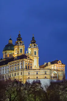 Austria, Lower Austria, Melk, Melk Abbey, dusk Austria, Lower Austria, Melk, Melk Abbey, dusk