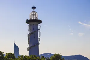 Austria, Vienna, Lighthouse on Danube river island Austria, Vienna, Lighthouse on Danube river island