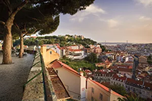 Baixa district and Castelo de Sao Jorge, Lisbon, Portugal Baixa district and Castelo de Sao Jorge, Lisbon, Portugal