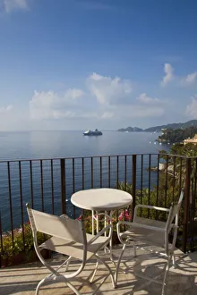 Balcony overlooking Rapallo, Riviera di Levante, Liguria, Italy Balcony overlooking Rapallo, Riviera di Levante, Liguria, Italy