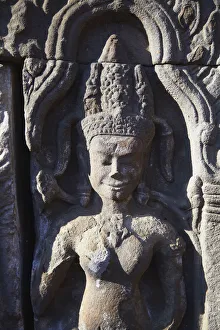 Bas-relief at Angkor era ruins of Wat Nokor, Kampong Cham, Cambodia Bas-relief at Angkor era ruins of Wat Nokor, Kampong Cham, Cambodia