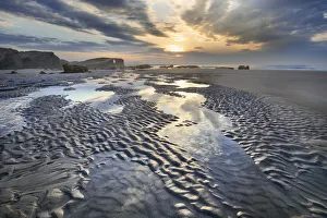 Spanish Coastal Views Prints: Beach impression with cloudy sky - Spain, Galicia, Lugo, Ribadeo
