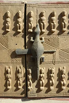 A beautiful carved door of the Dogon Country. Mali, West Africa A beautiful carved door of the Dogon Country. Mali, West Africa