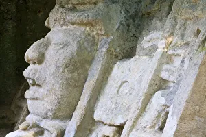 Belize, Lamanai, Mask Temple (Structure N9-56), 13ft mask of a man in a crocodile Belize, Lamanai, Mask Temple (Structure N9-56), 13ft mask of a man in a crocodile