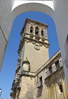 bell tower of the Gothic church Basilica de Santa Maria, Arcos De la Fontera, Cadiz bell tower of the Gothic church Basilica de Santa Maria, Arcos De la Fontera, Cadiz
