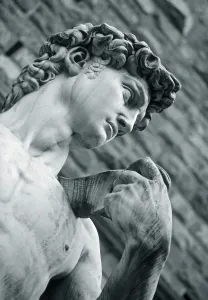 Prints of Statue of David, Piazza della Signoria, Florence, Tuscany, Italy Florence Prints: Black and White Print of Statue of David in Piazza della Signoria, Florence