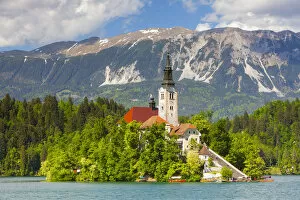 Images Dated 1st July 2015: Bled Island with the Church of the Assumption, Lake Bled, Bled, Upper Carniola, Julian