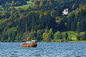 Boat Trip on Lake Alpsee, Allgaeu, Bavaria, Germany Boat Trip on Lake Alpsee, Allgaeu, Bavaria, Germany