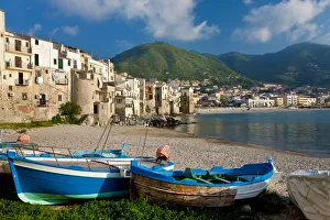 Boats on beach, Cefalu, N coast, Sicily Boats on beach, Cefalu, N coast, Sicily