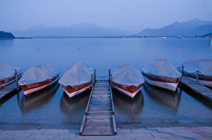 Boats and lake, Chiemsee, Bavaria, Germany Boats and lake, Chiemsee, Bavaria, Germany