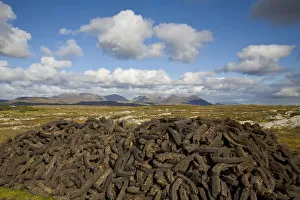 Bog Landscape & Drying Bog Firewood, Connemara National Park, Connemara, Co. Galway Bog Landscape & Drying Bog Firewood, Connemara National Park, Connemara, Co. Galway