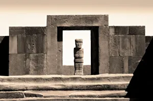 Bolivia, Tiahuanaco Ruins, Ponce Monolith Statue, Temple Gateway, Kalasasya Courtyard Bolivia, Tiahuanaco Ruins, Ponce Monolith Statue, Temple Gateway, Kalasasya Courtyard