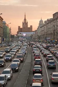 Bolshaya Sadovaya street and Stalin style skyscraper, Moscow, Russia Bolshaya Sadovaya street and Stalin style skyscraper, Moscow, Russia