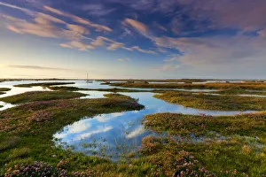 British Coastal Landscapes Prints: Brancaster Salt Marsh Reflections, Branscater, Norfolk, England