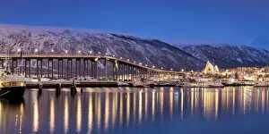 Prints of Bridge and Arctic Cathedral, Tromso, Norway Norway Prints: Bridge and Arctic Cathedral Print, Tromso, Norway