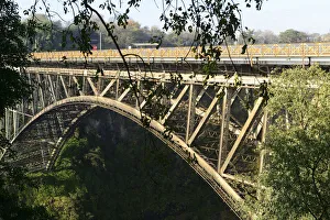 Bridge over Zambezi River between Zambia and Zimbabwe, Victoria Falls, Zimbabwe, Africa Bridge over Zambezi River between Zambia and Zimbabwe, Victoria Falls, Zimbabwe, Africa