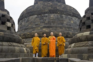 Buddhist Temples In Indonesia Prints: Buddhist monks