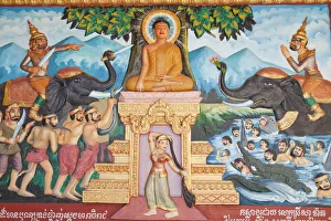 Cambodia, Siem Reap, Preah Prohmrath Monastery, Wall Murals depicting the Teachings Cambodia, Siem Reap, Preah Prohmrath Monastery, Wall Murals depicting the Teachings