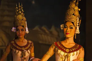 Cambodia, Siem Reap Province, Siem Reap. Traditional Apsara dancers giving an evening Cambodia, Siem Reap Province, Siem Reap. Traditional Apsara dancers giving an evening