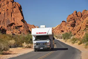 Camper van in Valley of Fire State Park, Nevada, USA Camper van in Valley of Fire State Park, Nevada, USA