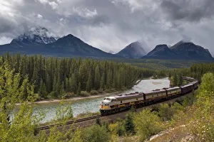 Canadian Pacific passenger train at Morants Curve in Banff National Park Canadian Pacific passenger train at Morants Curve in Banff National Park