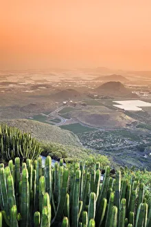 Canary Islands, Tenerife, Arona, View of East Tenerife Coast at sunset Canary Islands, Tenerife, Arona, View of East Tenerife Coast at sunset