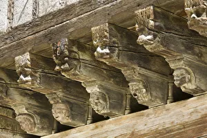 Carved Arcade Rafters, Maison des Consuls, Mirepoix, Ariege, Midi-Pyrenees, France Carved Arcade Rafters, Maison des Consuls, Mirepoix, Ariege, Midi-Pyrenees, France