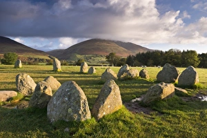 Castlerigg Stone Circle with Blencathra mountain behind, Lake District, Cumbria, England Castlerigg Stone Circle with Blencathra mountain behind, Lake District, Cumbria, England