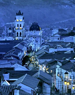 Cathedral Clock Tower, Colonial Streets And Rooftops, Sucre, Bolivia Cathedral Clock Tower, Colonial Streets And Rooftops, Sucre, Bolivia