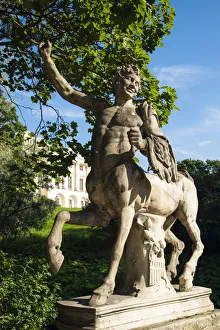 Centaur Bridge with the Pavlovsk palace in the background, Pavlovsk, near St Petersburg Centaur Bridge with the Pavlovsk palace in the background, Pavlovsk, near St Petersburg