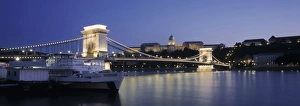 Prints of Chain Bridge over Danube River, Budapest, Hungary Budapest Prints: Chain Bridge Print over Danube River Budapest