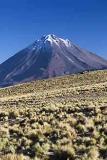 Chile, Atacama Desert, San Pedro de Atacama, Ruta 27 CH highway, view of the Volcan Chile, Atacama Desert, San Pedro de Atacama, Ruta 27 CH highway, view of the Volcan