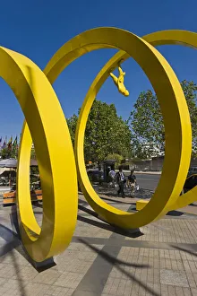 Chile, Santiago, Central Business District, Yellow Spiral Sculpture Chile, Santiago, Central Business District, Yellow Spiral Sculpture