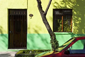 Chile, Santiago, colourfully painted housefronts in the trendy district of Barrio Chile, Santiago, colourfully painted housefronts in the trendy district of Barrio