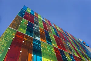 Chile, Santiago, Providencia-area, multi colored commercial building Chile, Santiago, Providencia-area, multi colored commercial building