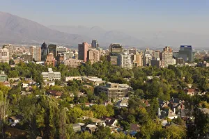 Chile, Santiago, view of the city from Cerro San Cristobal & Andes mountains Chile, Santiago, view of the city from Cerro San Cristobal & Andes mountains