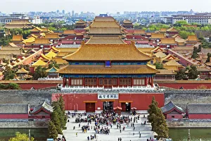 China, Beijing, The Forbidden City in Beijing looking South taken from the viewing China, Beijing, The Forbidden City in Beijing looking South taken from the viewing