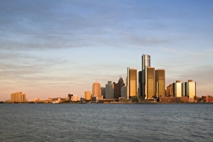 City Skyline along Detroit River, Detroit, Michigan, USA City Skyline along Detroit River, Detroit, Michigan, USA
